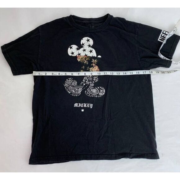 Neff Mickey Mouse Disney Tee T-Shirt Black Floral Cotton - Size Large - Picture 6 of 6